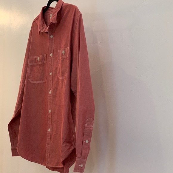 J.Crew Chambray Shirt Mens Color Heather Red - Picture 7 of 8